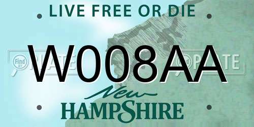 W008AA New Hampshire License Plate