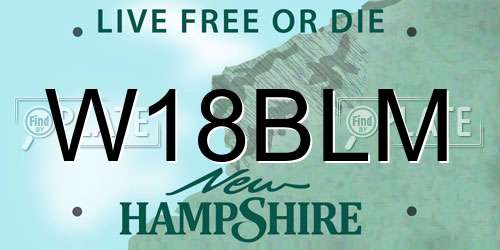 W18BLM New Hampshire License Plate
