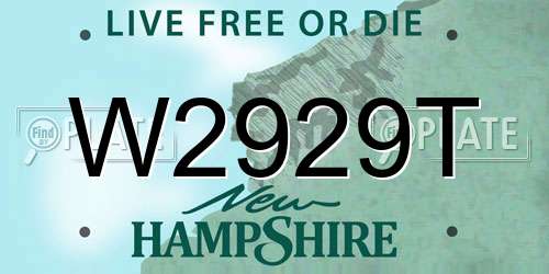 W2929T New Hampshire License Plate