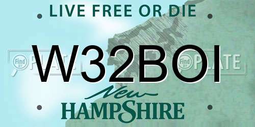 W32BOI New Hampshire License Plate