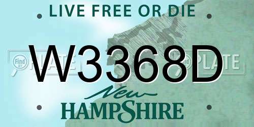 W3368D New Hampshire License Plate