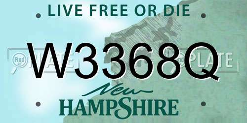 W3368Q New Hampshire License Plate