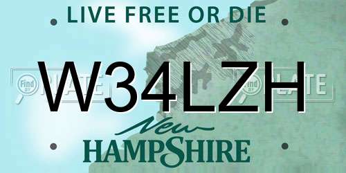 W34LZH New Hampshire License Plate