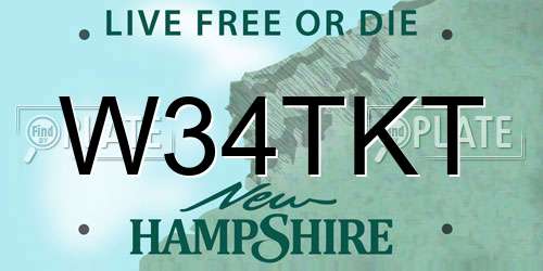 W34TKT New Hampshire License Plate