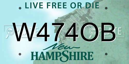 W474OB New Hampshire License Plate