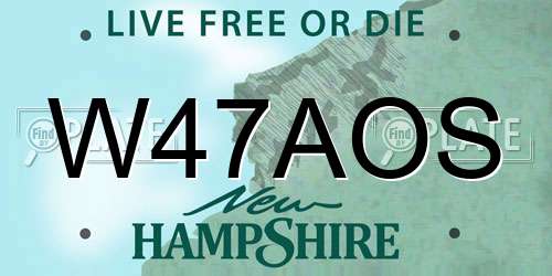 W47AOS New Hampshire License Plate