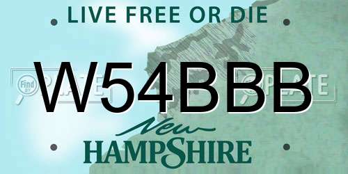 W54BBB New Hampshire License Plate