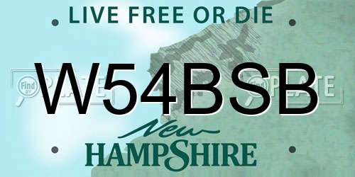 W54BSB New Hampshire License Plate