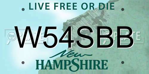 W54SBB New Hampshire License Plate