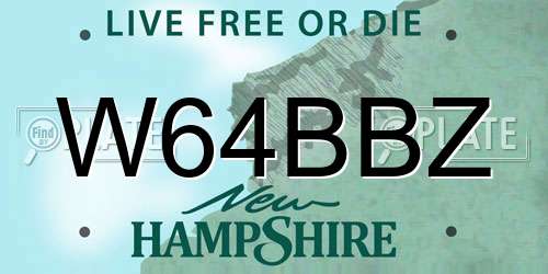 W64BBZ New Hampshire License Plate
