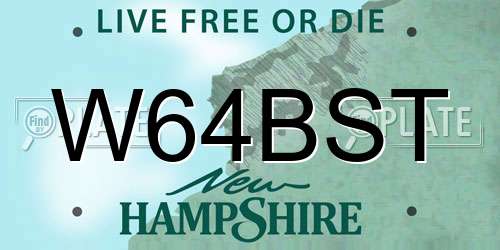 W64BST New Hampshire License Plate