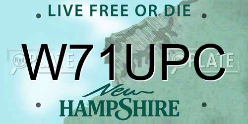W71UPC New Hampshire License Plate