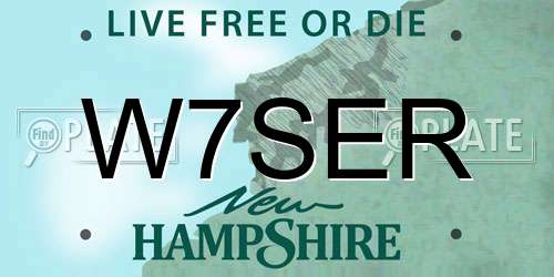 W7SER New Hampshire License Plate