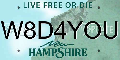 W8D4YOU New Hampshire License Plate