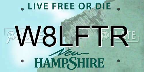 W8LFTR New Hampshire License Plate