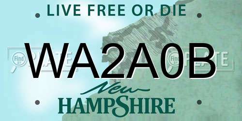 WA2A0B New Hampshire License Plate