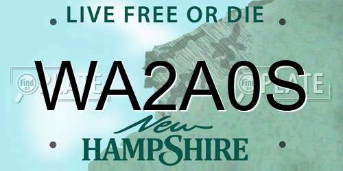 WA2A0S New Hampshire License Plate
