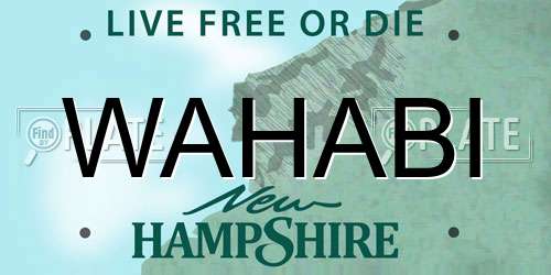 WAHABI New Hampshire License Plate