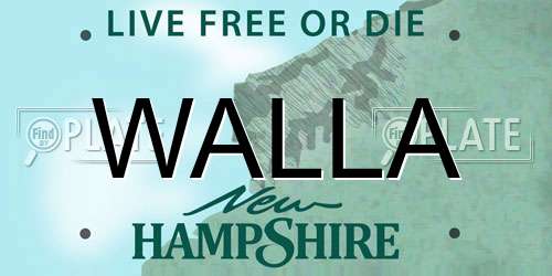 WALLA New Hampshire License Plate