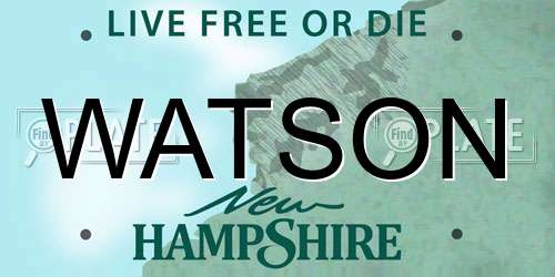 WATSON New Hampshire License Plate