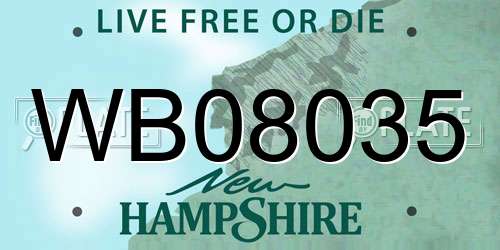 WB08035 New Hampshire License Plate