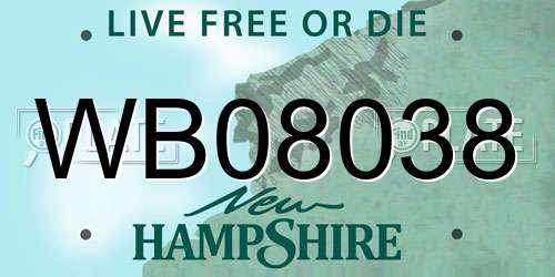 WB08038 New Hampshire License Plate