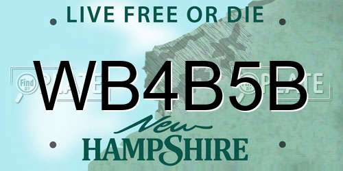 WB4B5B New Hampshire License Plate