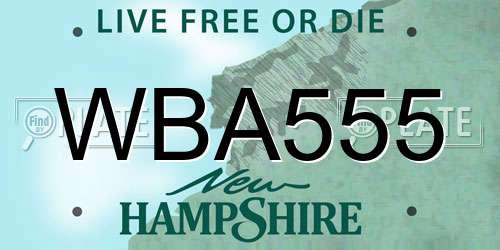 WBA555 New Hampshire License Plate