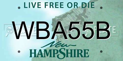 WBA55B New Hampshire License Plate