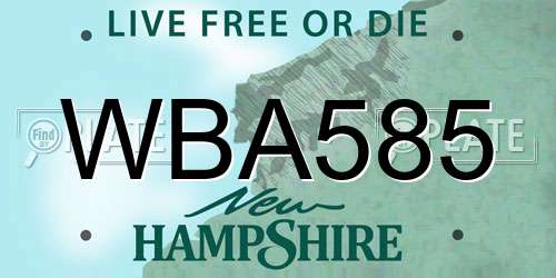 WBA585 New Hampshire License Plate