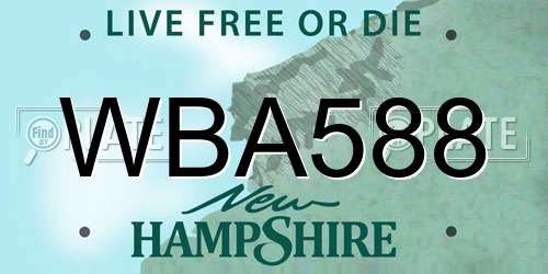 WBA588 New Hampshire License Plate