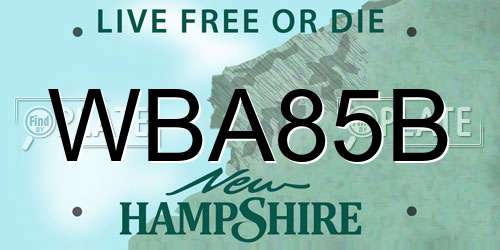 WBA85B New Hampshire License Plate