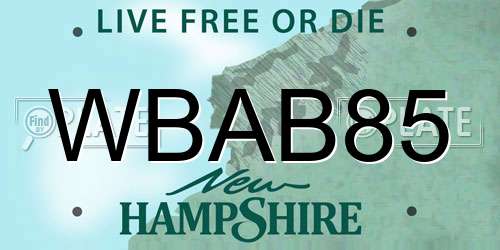 WBAB85 New Hampshire License Plate