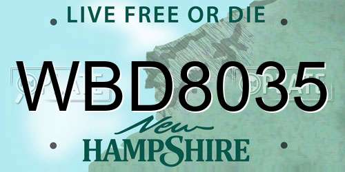 WBD8035 New Hampshire License Plate