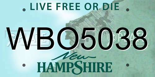 WBO5038 New Hampshire License Plate