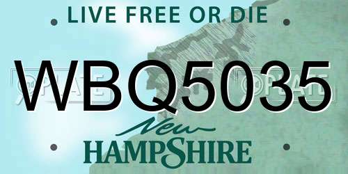 WBQ5035 New Hampshire License Plate