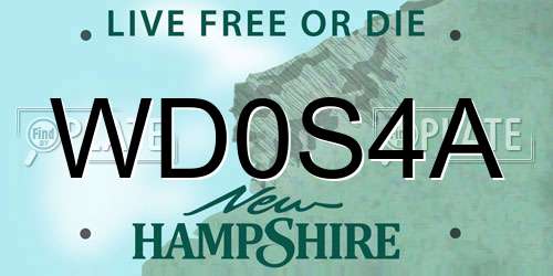 WD0S4A New Hampshire License Plate