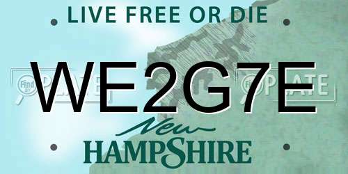 WE2G7E New Hampshire License Plate