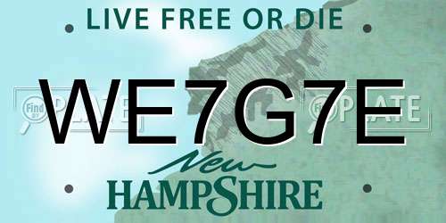 WE7G7E New Hampshire License Plate