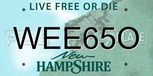 WEE65O New Hampshire License Plate