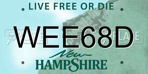 WEE68D New Hampshire License Plate