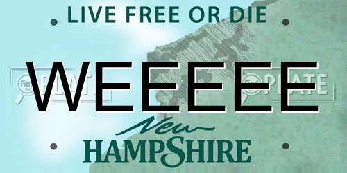 WEEEEE New Hampshire License Plate