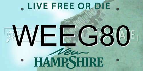 WEEG80 New Hampshire License Plate