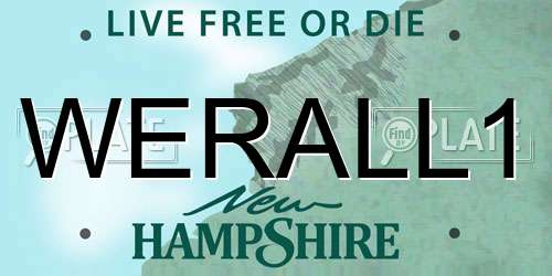 WERALL1 New Hampshire License Plate