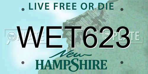 WET623 New Hampshire License Plate