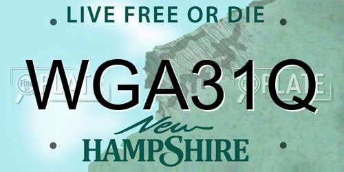 WGA31Q New Hampshire License Plate