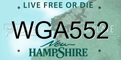 WGA552 New Hampshire License Plate