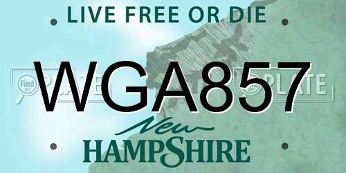 WGA857 New Hampshire License Plate