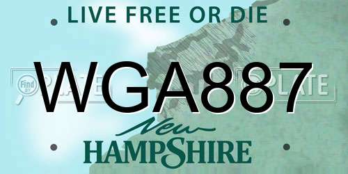 WGA887 New Hampshire License Plate