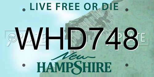WHD748 New Hampshire License Plate